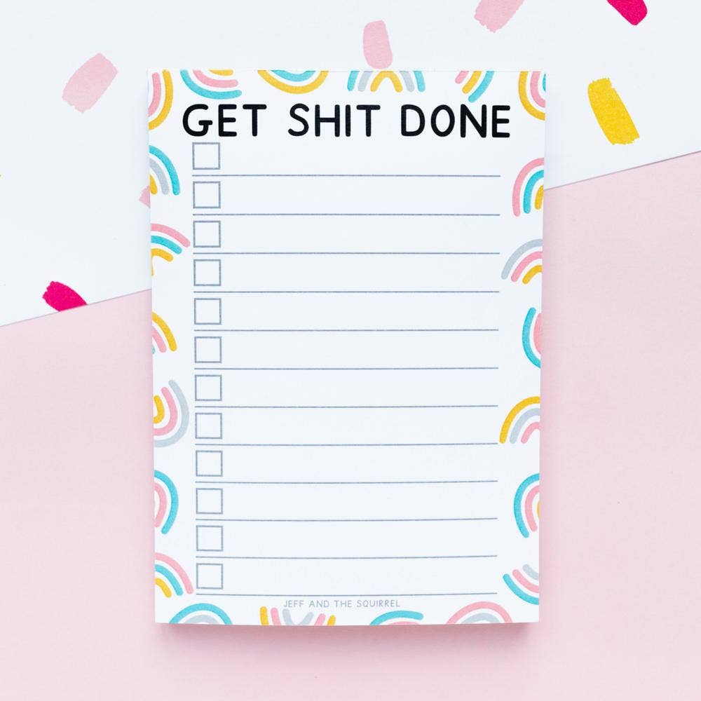 Get Shit Done Rainbow A6 Notepad