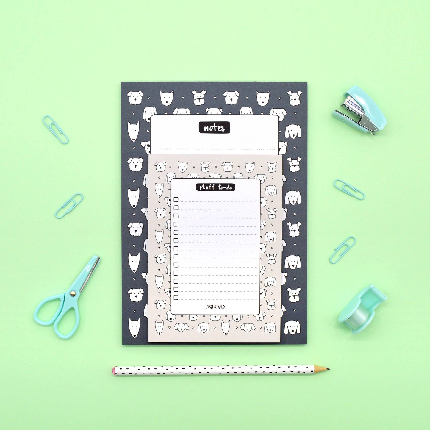 Dog Pattern Notepads Twin Pack