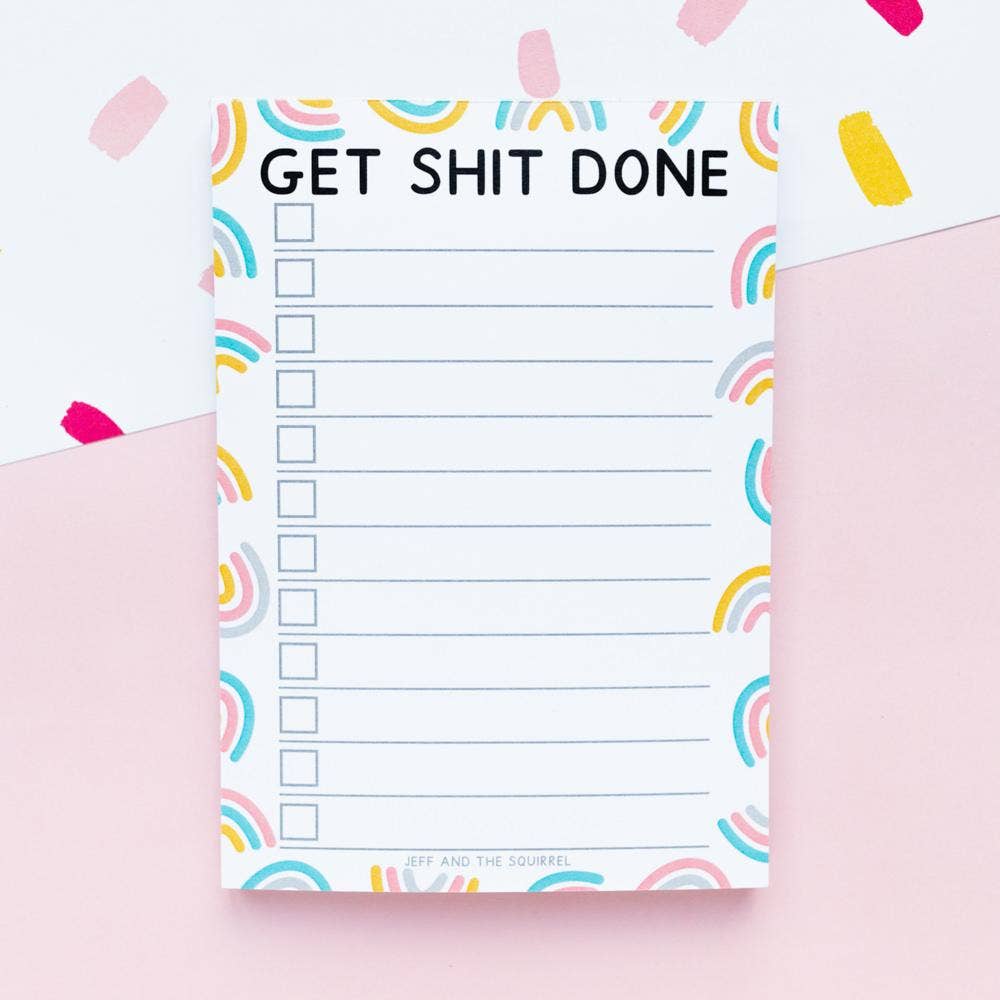 Get Shit Done Rainbow A6 Notepad