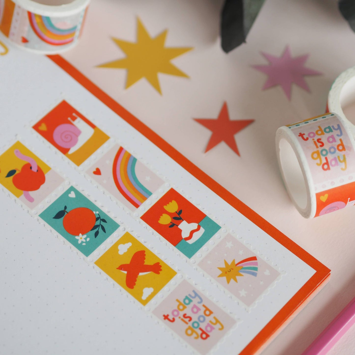 Cute Vibrant Postage Stamp Washi Tape