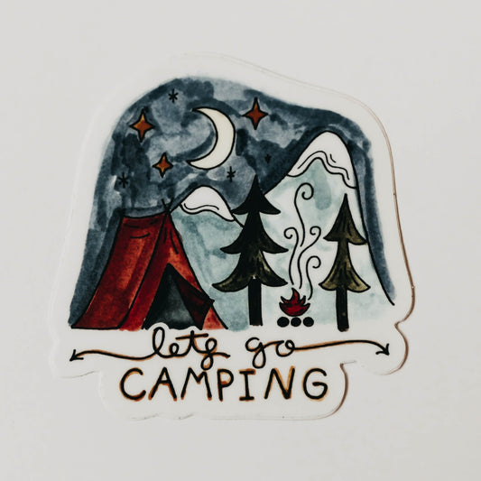 Decorative Stickers Lets Go Camping Sticker - Paws Enrich Plan - Dog, Puppy, Nature & Adventure Inspired Stationery